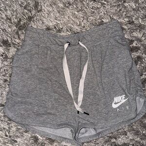 Nike Gray Women's Athletic Shorts with White Drawstring